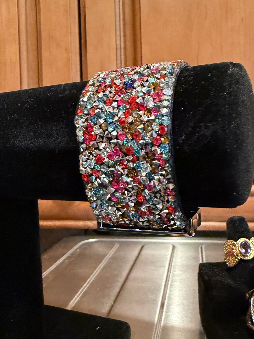 Multicolor Crystal Pave Wide Cuff Bracelet - Women Jewelry